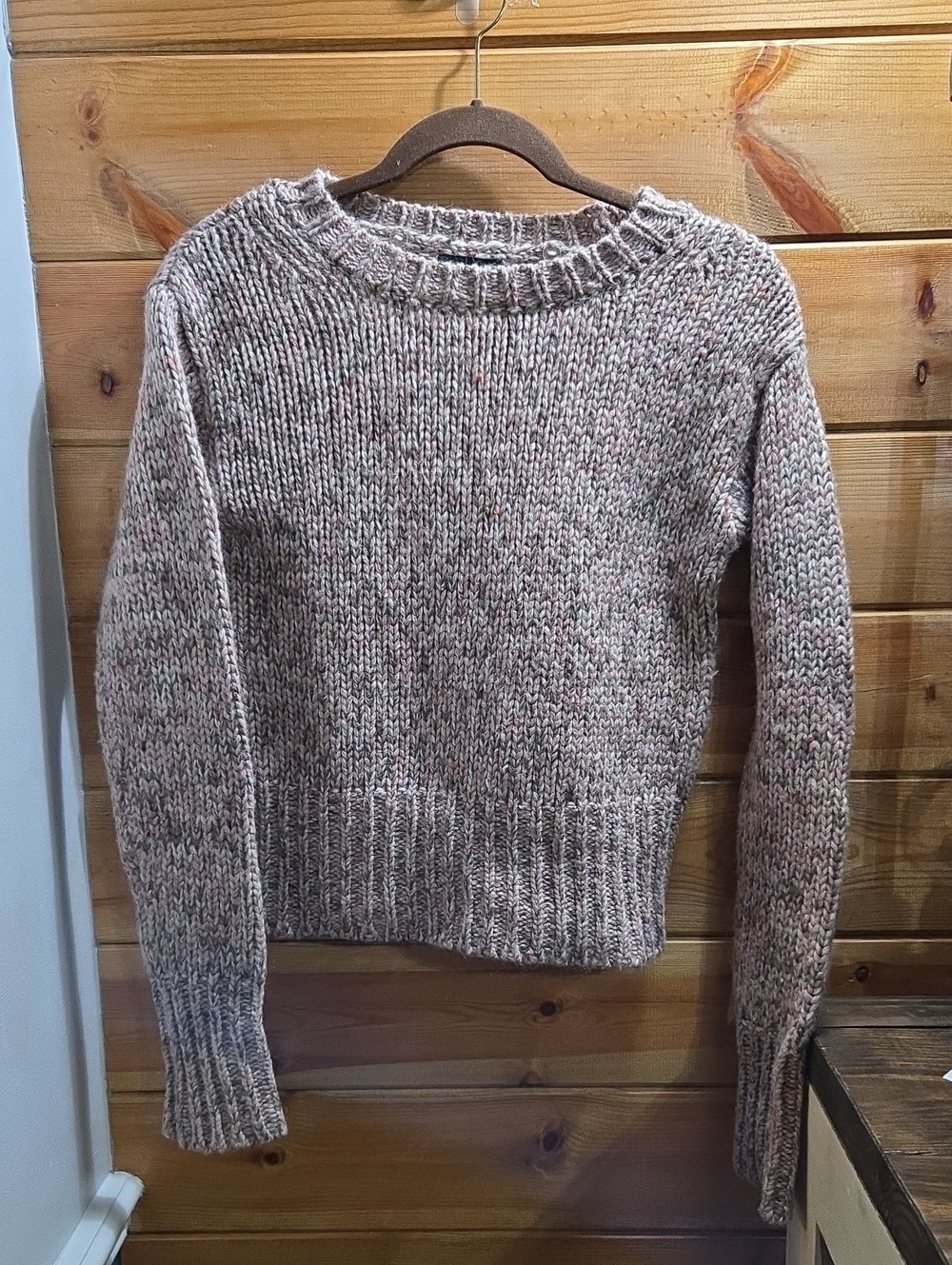Moda International Marled Beige Pink Green Wool Chunky Sweater Sz Small - Picture 1 of 6